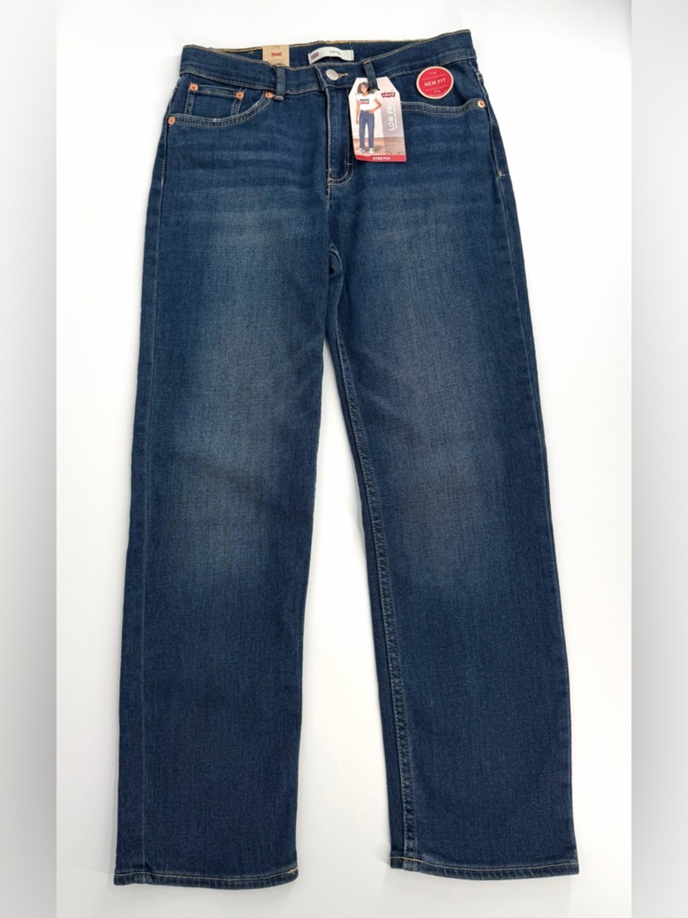 Levi’s Low Pro Jeans Girls 14 Reg Stretch Mid Rise Relaxed Straight Blue NW - Picture 2 of 14
